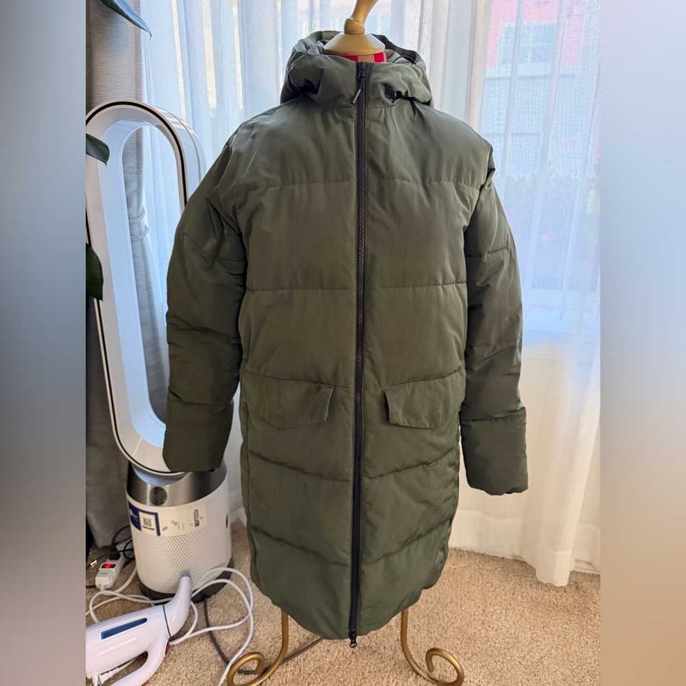 Everlane Men's Deep Green Long Puffer Coat Size S